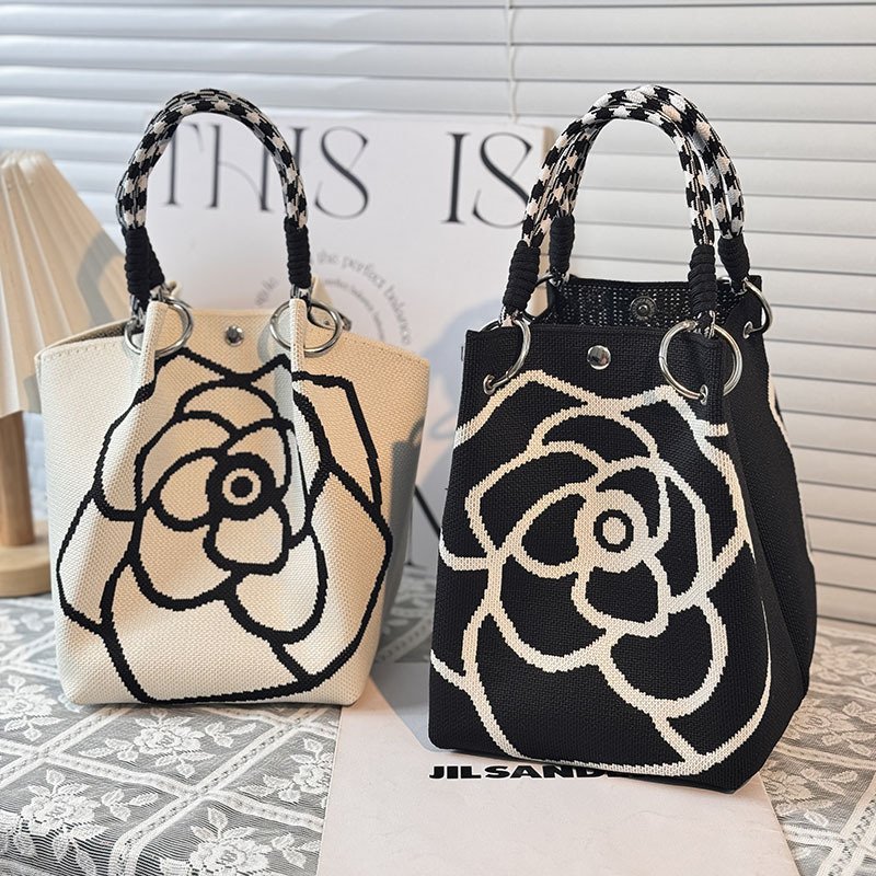 Knitted Buckle Bag Portable Large Capacity