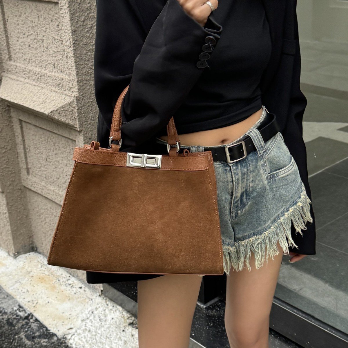 Frosted Cowhide All-match Commuter Shoulder Messenger Bag